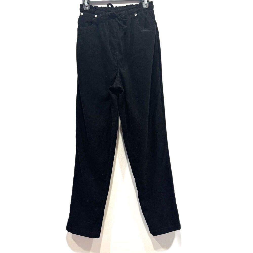 VTG Denim & Co Pants High Rise Straight Black Pull On Elastic Waist Women Small